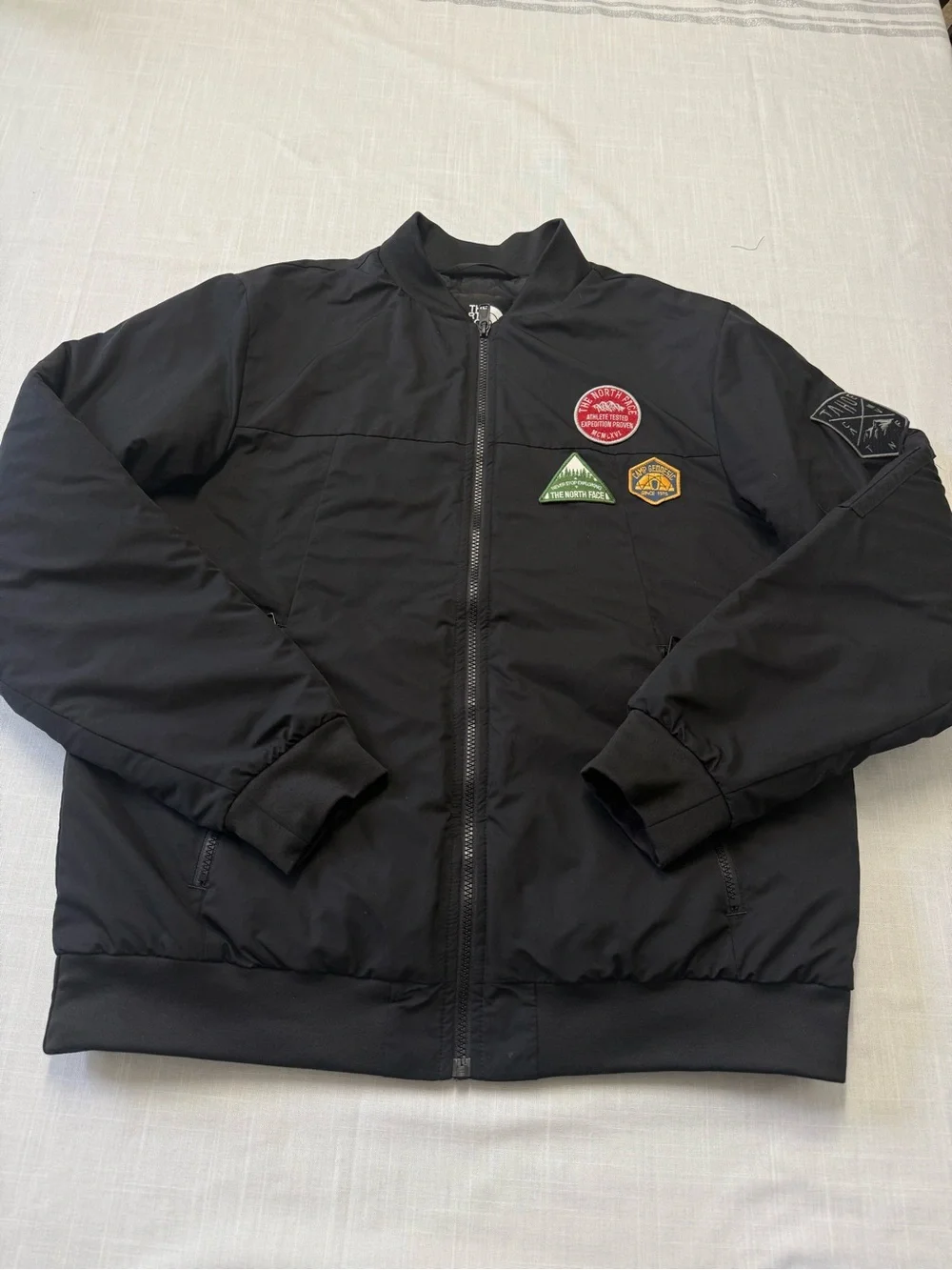 The North Face Jacket Men L Black Flight Aviator Bomber Patches Military Zip Y2K